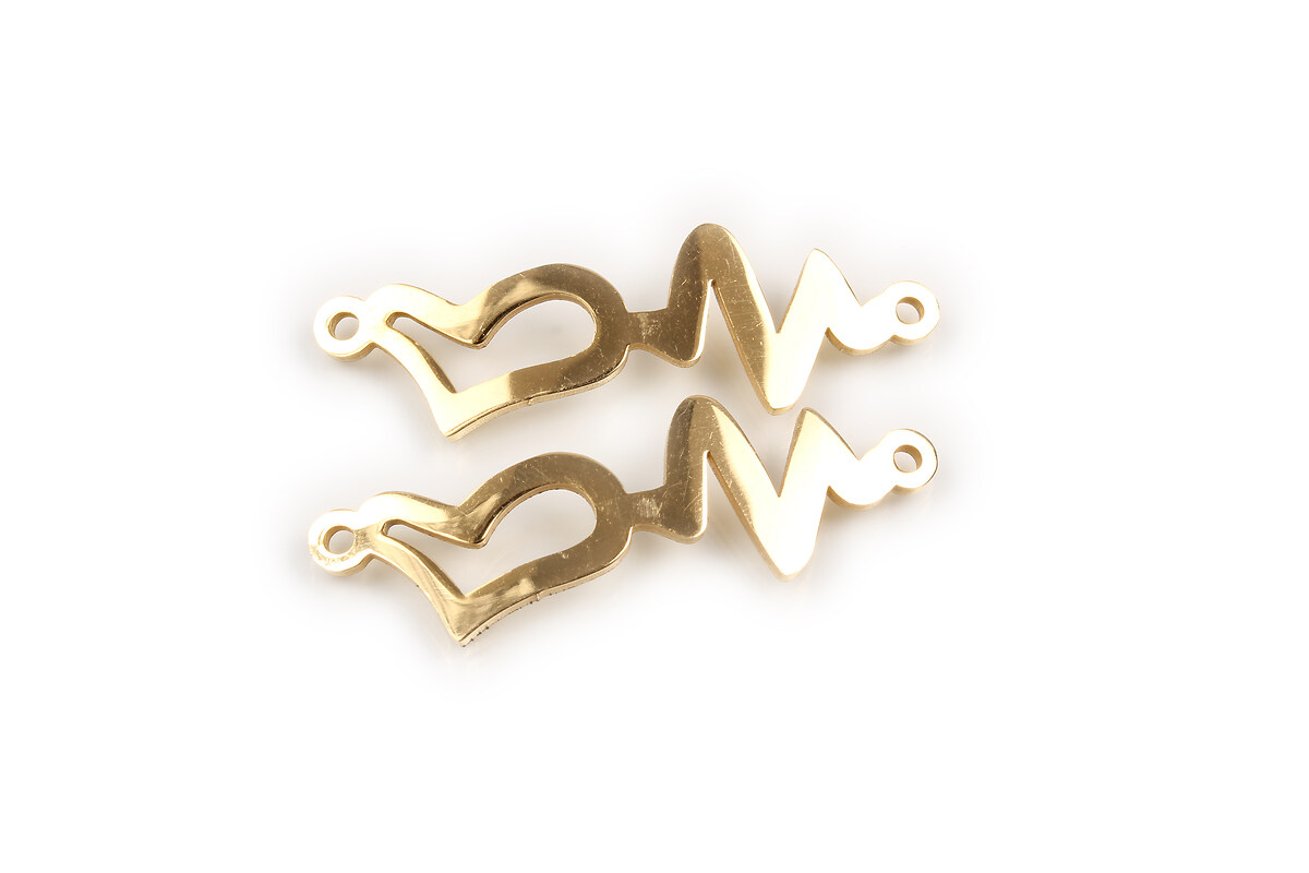 Link otel inoxidabil 201 auriu bataie de inima 31,5x10mm