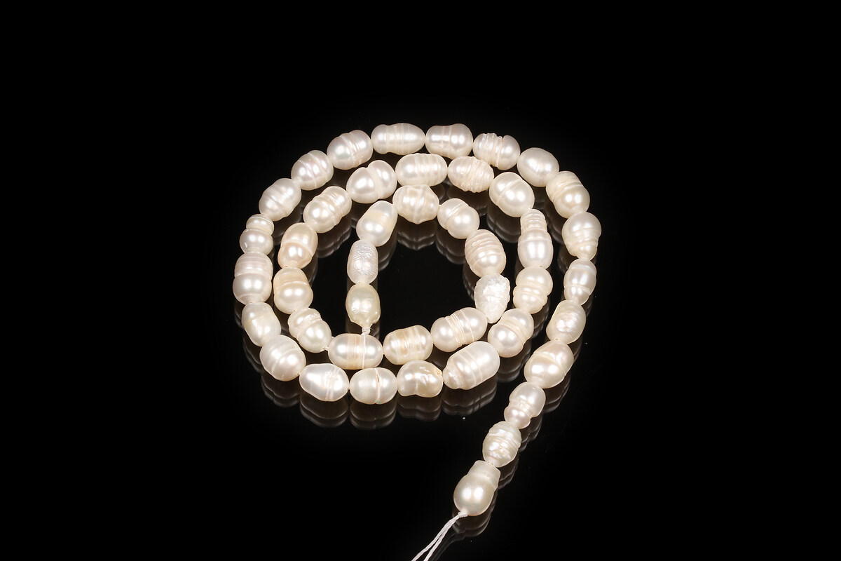 Sirag perle de cultura bob de orez aprox. 6-10x5-6mm