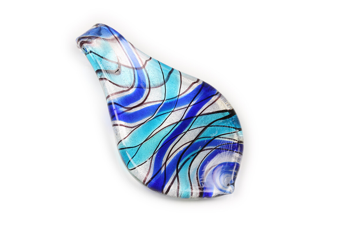 Pandantiv tip Murano frunza 34x60mm