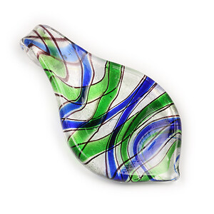 Pandantiv tip Murano frunza 34x60mm