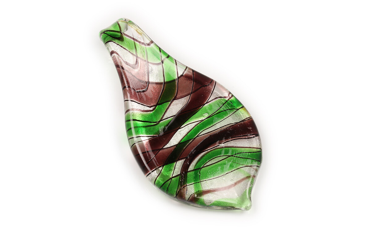 Pandantiv tip Murano frunza 34x60mm