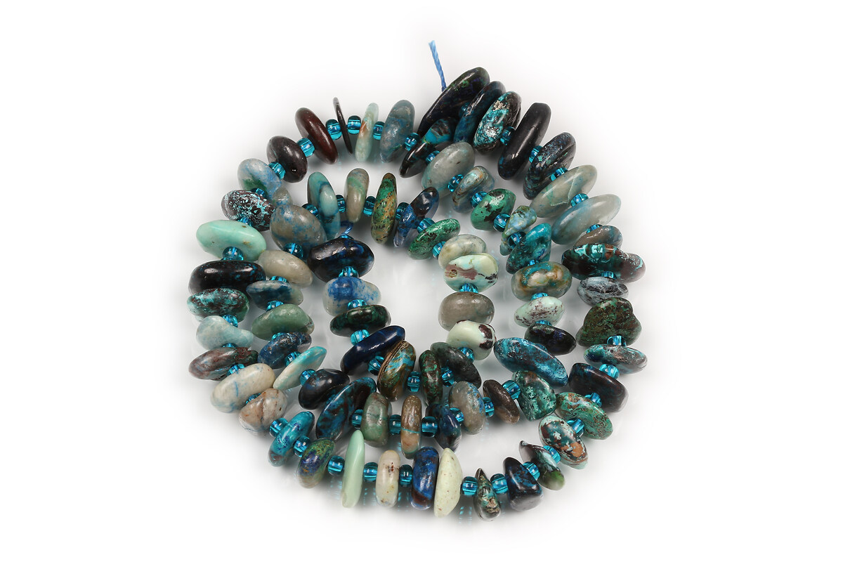 Sirag chrysocolla si lapis lazuli oval 7-12x9-15x1,5-4,5mm