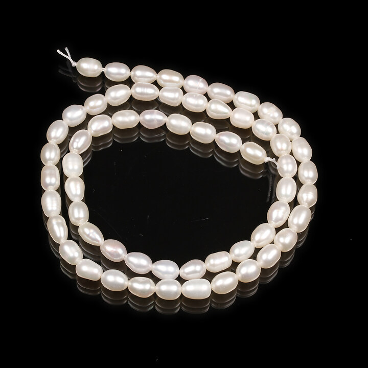 Sirag perle de cultura albe bob de orez aprox. 6-7,5x4,5-5mm
