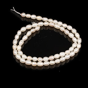 Sirag perle de cultura albe bob de orez aprox. 5-6,5x4-5mm