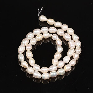 Sirag perle de cultura crem bob de orez aprox. 6,5-9x5,5-7mm