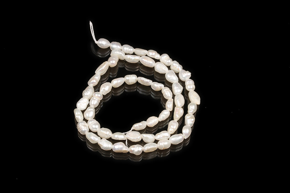 Sirag perle de cultura albe aprox. 6-8,5x4,5-5,5mm