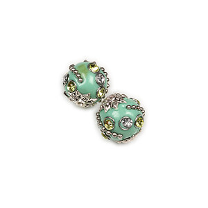 Margele indoneziene cu strasuri aprox. 15x14mm - turcoaz