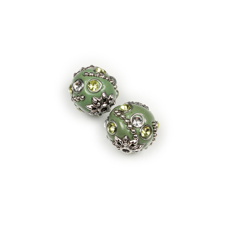 Margele indoneziene cu strasuri aprox. 15x14mm - verde