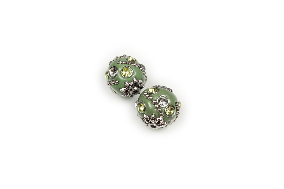 Margele indoneziene cu strasuri aprox. 15x14mm - verde