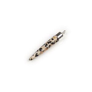 Pandantiv bullet jasp dalmatian cu agatatoare argintiu inchis 35x4mm
