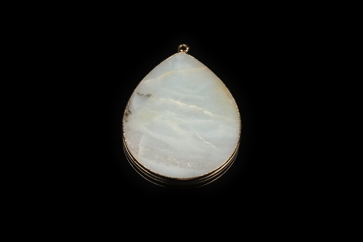 Pandantiv amazonite lacrima in montura aurie 41x32mm