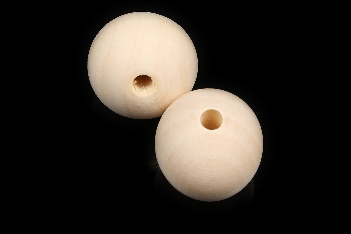 Margele lemn natural Moccasin sfere 30mm