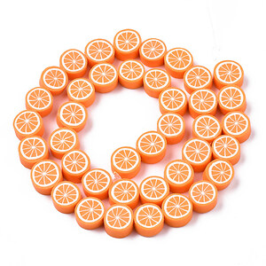 Sirag margele polimer rasina felie portocala 8-10x3,5-4,5mm
