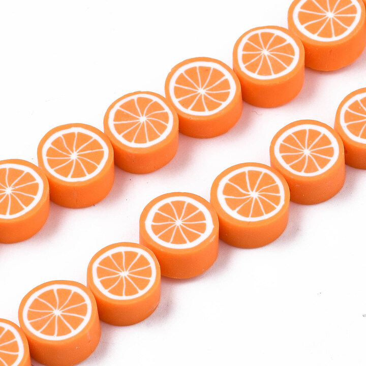 Sirag margele polimer rasina felie portocala 8-10x3,5-4,5mm