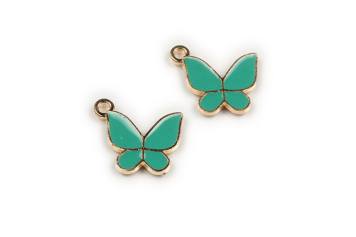 Charm mini pandantiv auriu emailat fluture 15x17mm - verde