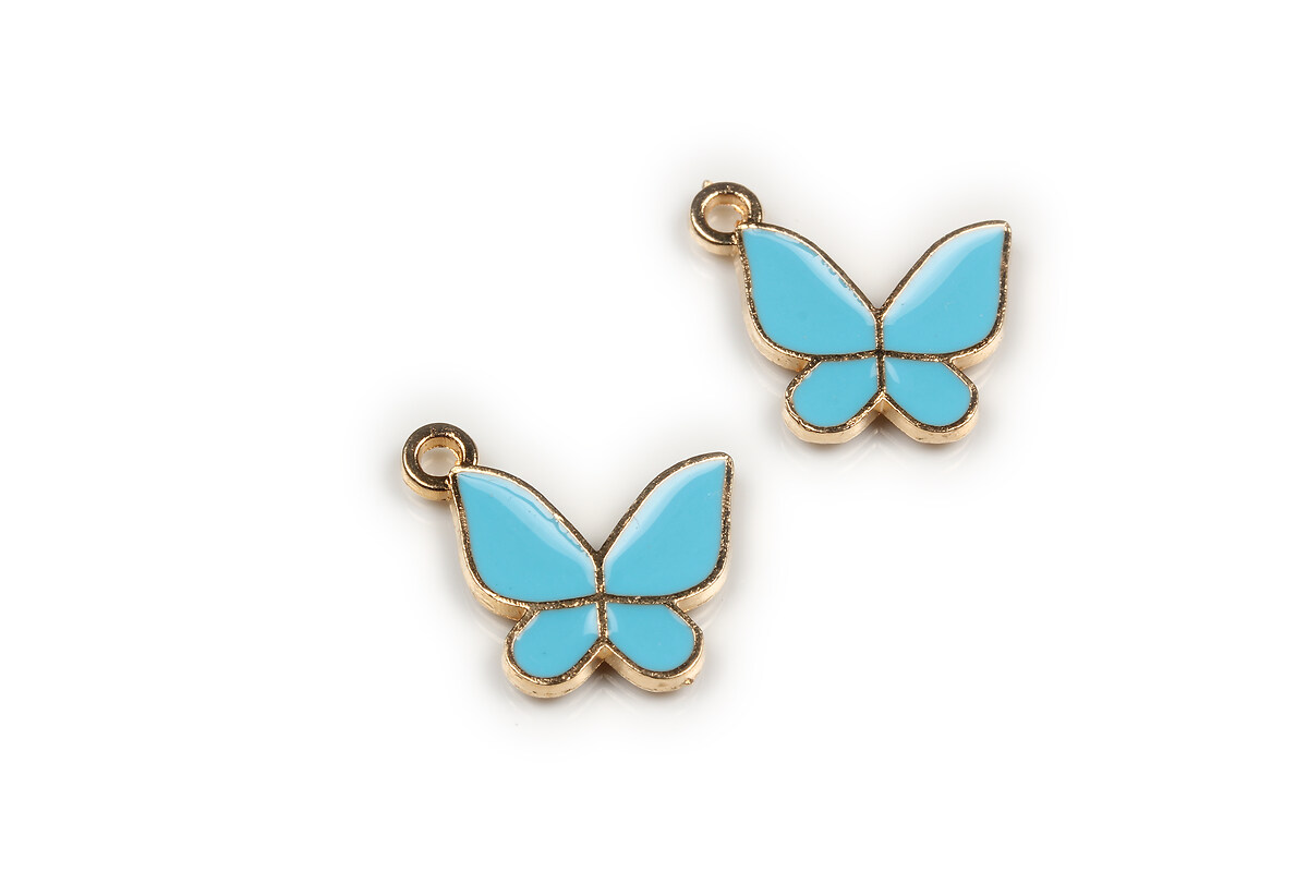 Charm mini pandantiv auriu emailat fluture 15x17mm - bleu