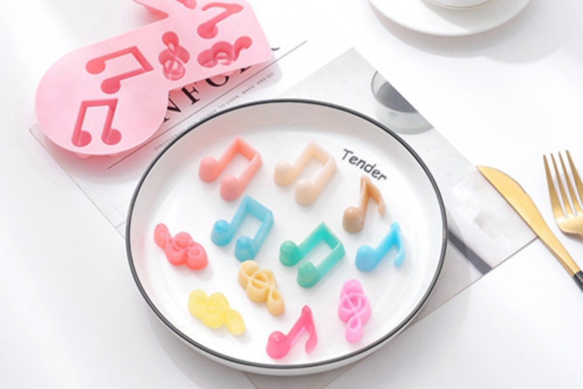 Matrita din silicon alimentar note muzicale pentru fondant sau rasina 166x135x17mm