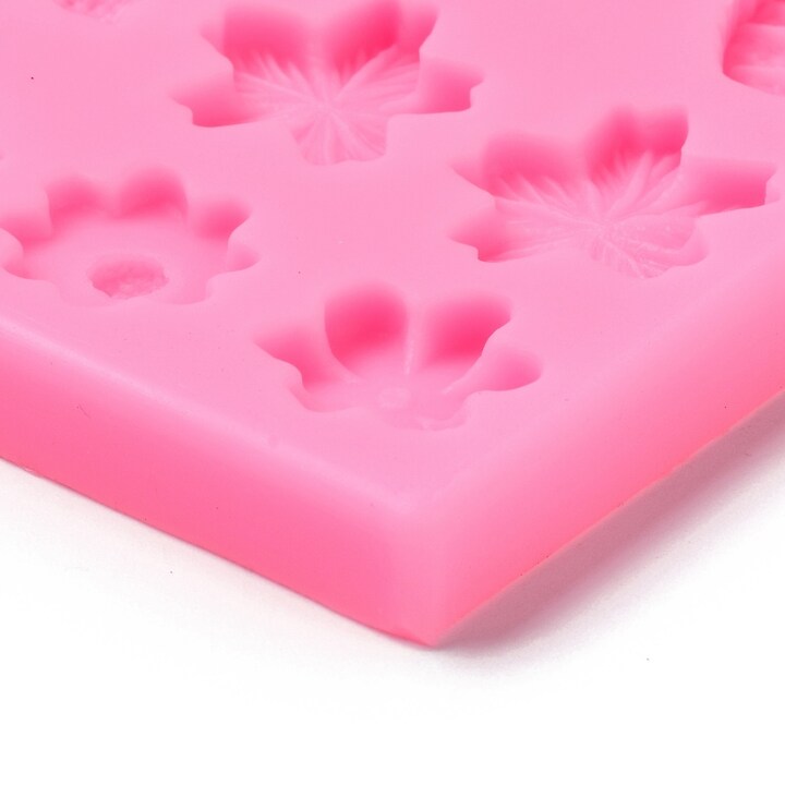 Matrita din silicon alimentar flori si frunze pentru fondant sau rasina 172x88x8mm