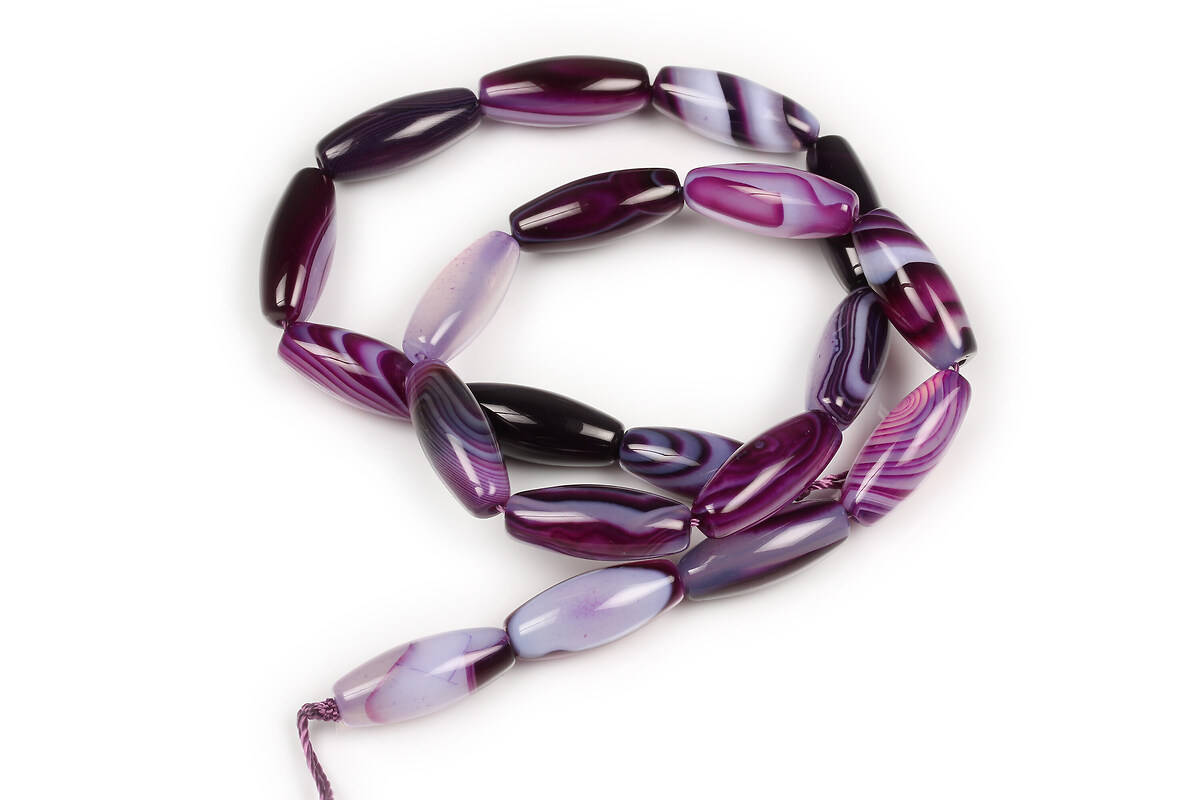 Margele agate striped tubulare 20x8mm (sirag) - mov