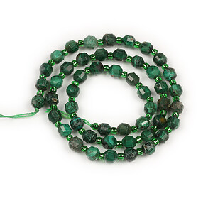 Margele malachit de sinteza fatetat 6x5mm (sirag)