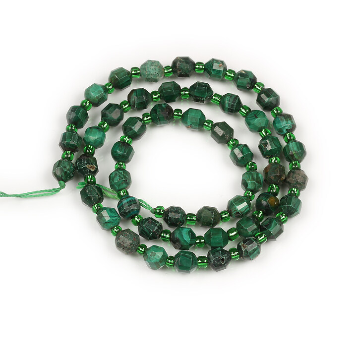 Margele malachit de sinteza fatetat 6x5mm (sirag)