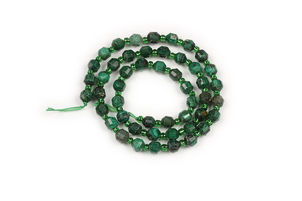 Margele malachit de sinteza fatetat 6x5mm (sirag)