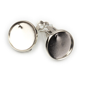 Baza cercei clips cu baza cabochon 14mm, argintiu inchis (2 buc.)