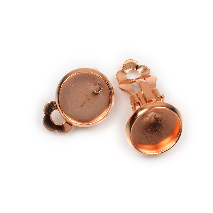 Baza cercei clips cu baza cabochon 10mm, rose gold (2 buc.)