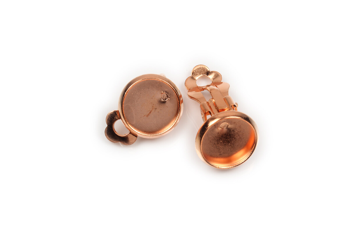 Baza cercei clips cu baza cabochon 10mm, rose gold (2 buc.)