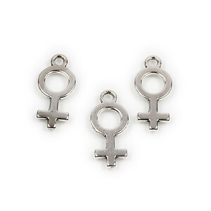 Charm argintiu antichizat semn feminin 17,5x7,5mm