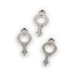 Charm argintiu antichizat semn masculin 18x8mm