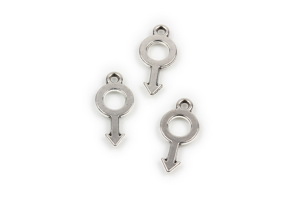 Charm argintiu antichizat semn masculin 18x8mm