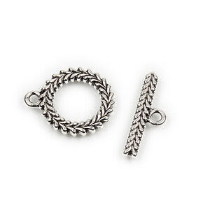 Inchizatoare toggle argintiu antichizat 19x16mm
