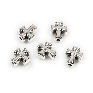 Distantier argintiu antichizat cruce 9x8mm