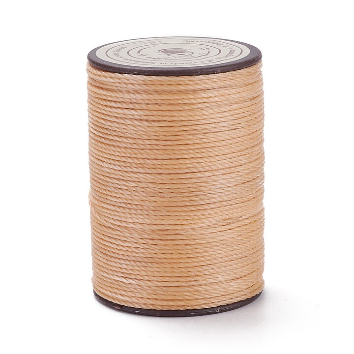 Rola ata cerata rotunda rasucita micro macrame 0,8mm, rola aprox. 50m - bej