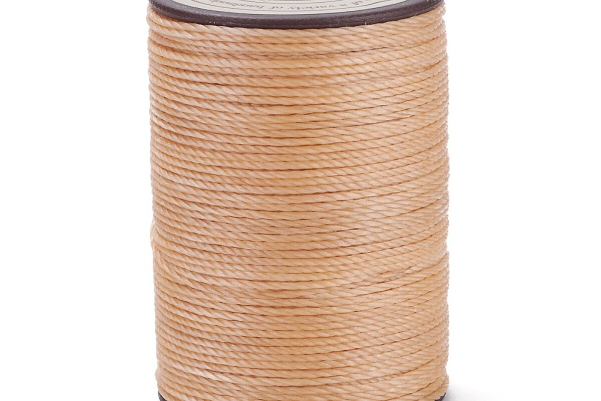 Rola ata cerata rotunda rasucita micro macrame 0,8mm, rola aprox. 50m - bej