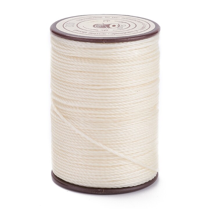 Rola ata cerata rotunda rasucita micro macrame 0,8mm, rola aprox. 50m - alb crem