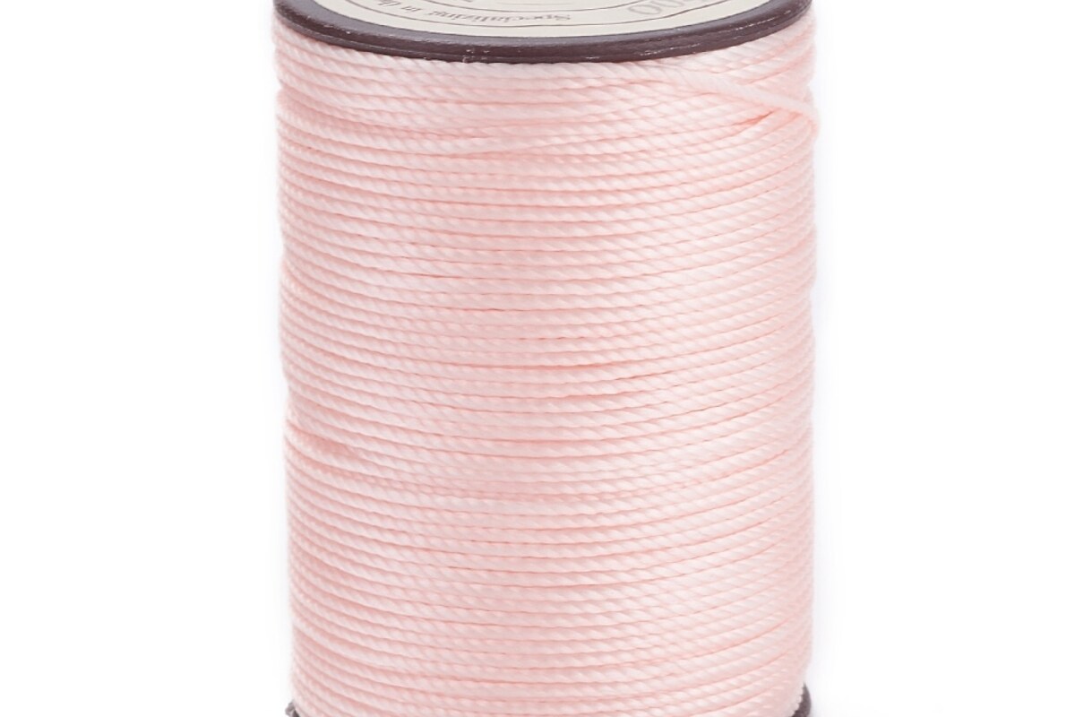 Rola ata cerata rotunda rasucita micro macrame 0,8mm, rola aprox. 50m - roz deschis
