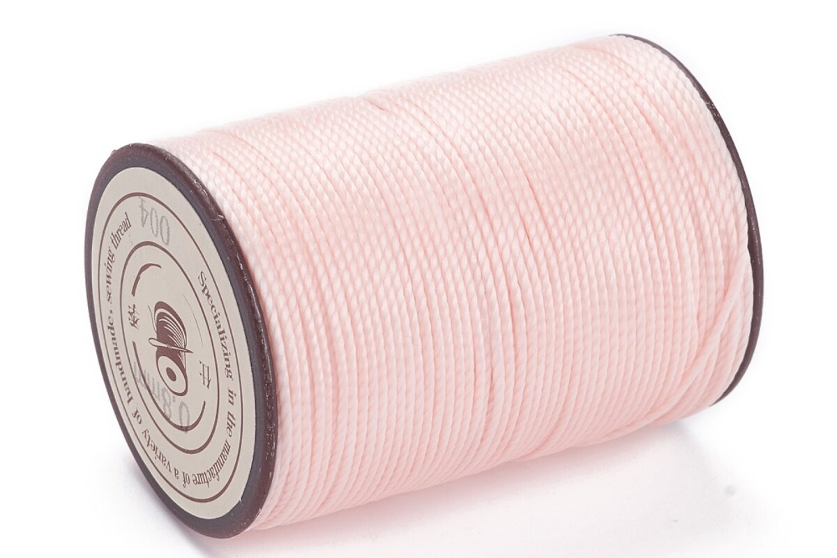 Rola ata cerata rotunda rasucita micro macrame 0,8mm, rola aprox. 50m - roz deschis