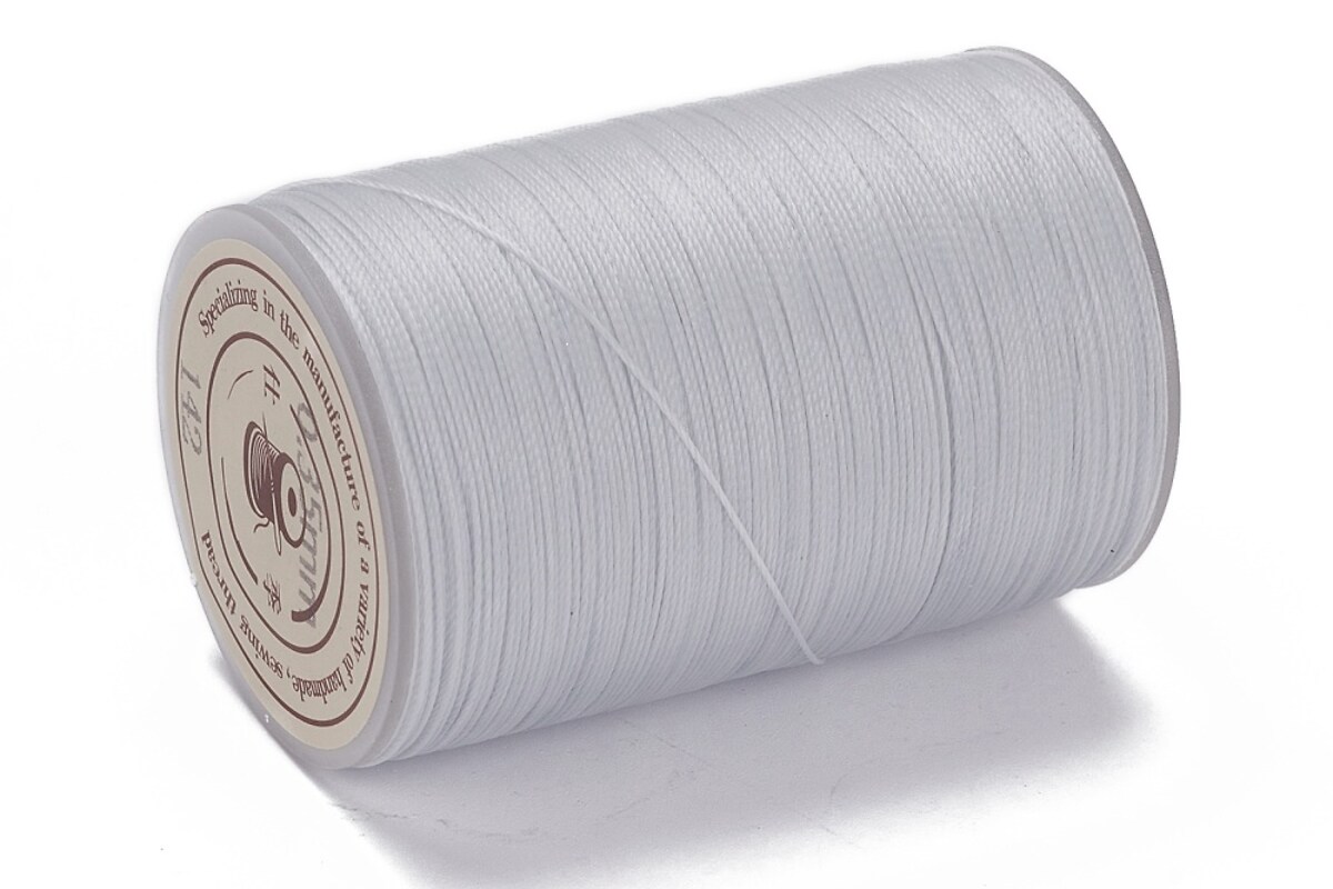 Rola ata cerata rotunda micro macrame, 0,3-0,4mm, rola 160m - alb