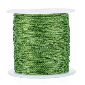 Rola snur metalic poliester impletit in 6 fire, grosime 0,4mm, rola 50m - verde