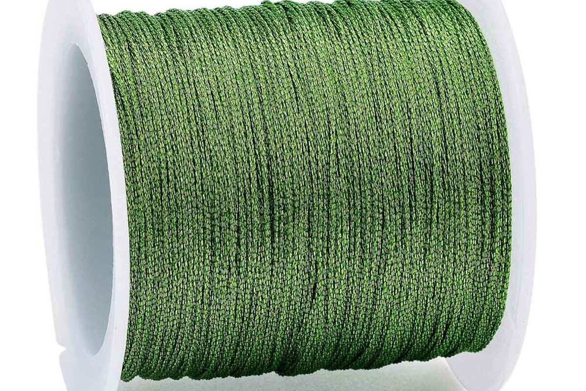 Rola snur metalic poliester impletit in 6 fire, grosime 0,4mm, rola 50m - verde