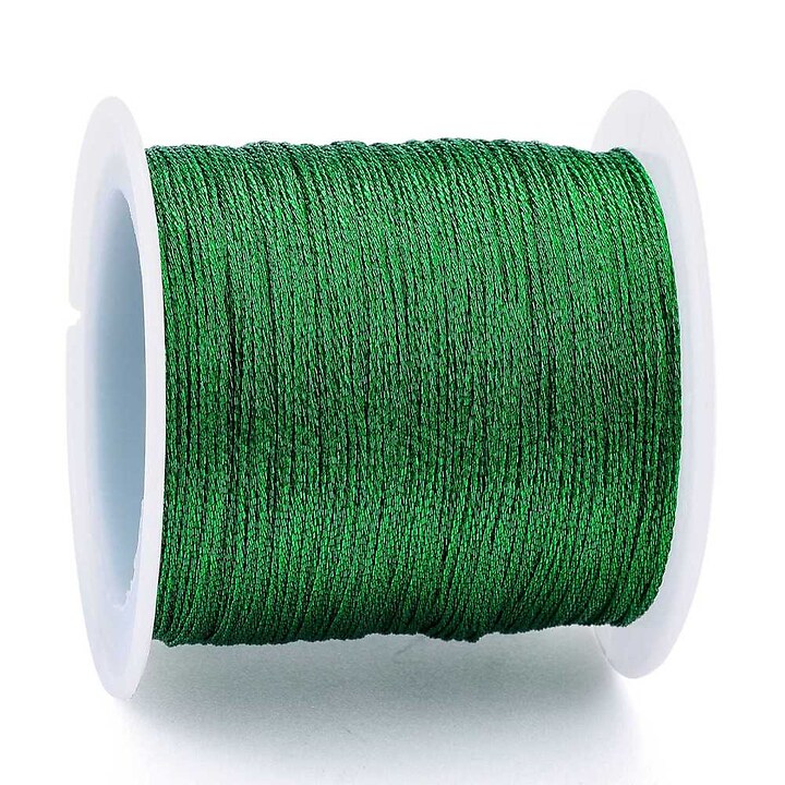 Rola snur metalic poliester impletit in 6 fire, grosime 0,4mm, rola 50m - verde iarba