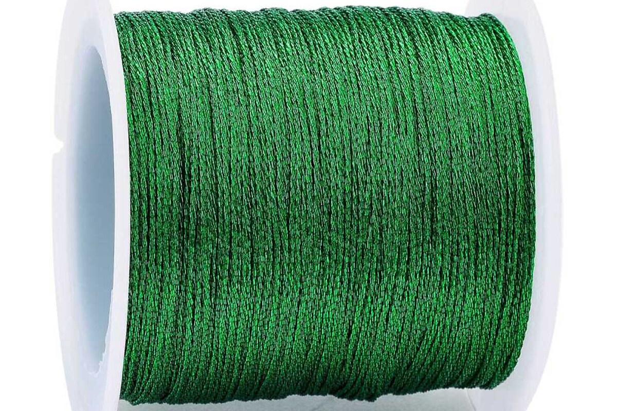 Rola snur metalic poliester impletit in 6 fire, grosime 0,4mm, rola 50m - verde iarba