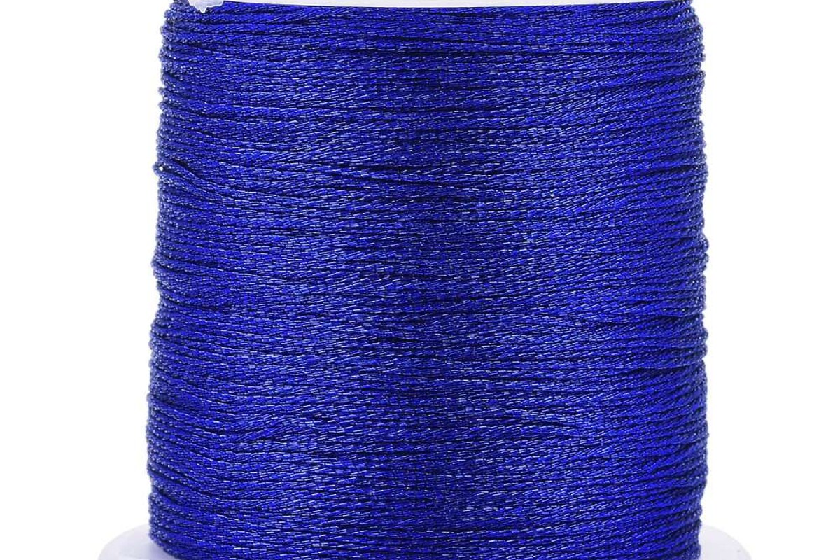 Rola snur metalic poliester impletit in 6 fire, grosime 0,4mm, rola 50m - albastru cobalt