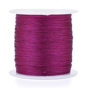 Rola snur metalic poliester impletit in 6 fire, grosime 0,4mm, rola 50m - magenta