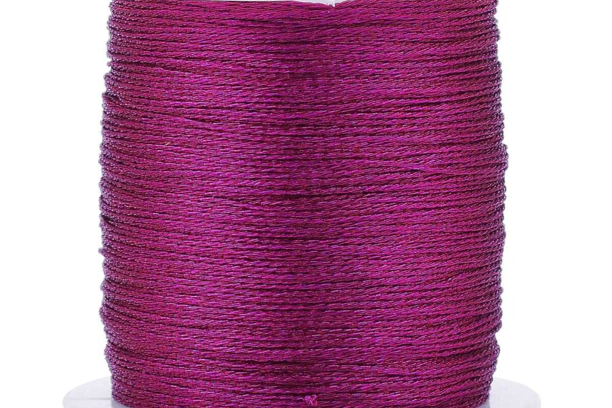 Rola snur metalic poliester impletit in 6 fire, grosime 0,4mm, rola 50m - magenta