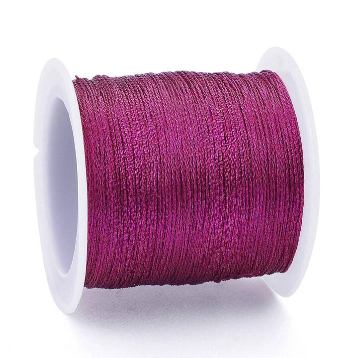 Rola snur metalic poliester impletit in 6 fire, grosime 0,4mm, rola 50m - magenta