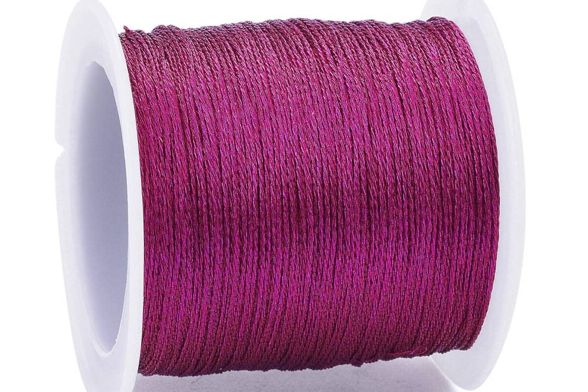 Rola snur metalic poliester impletit in 6 fire, grosime 0,4mm, rola 50m - magenta