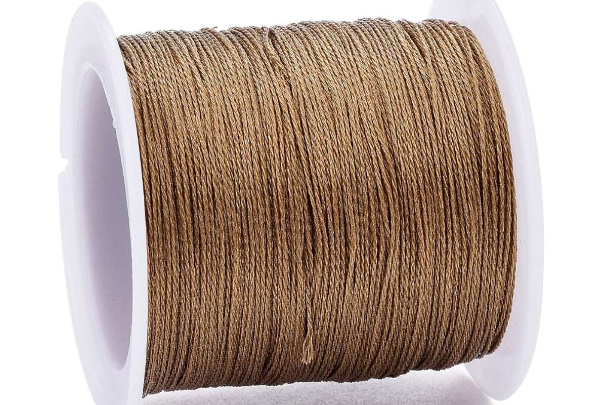 Rola snur metalic poliester impletit in 6 fire, grosime 0,4mm, rola 50m - maro